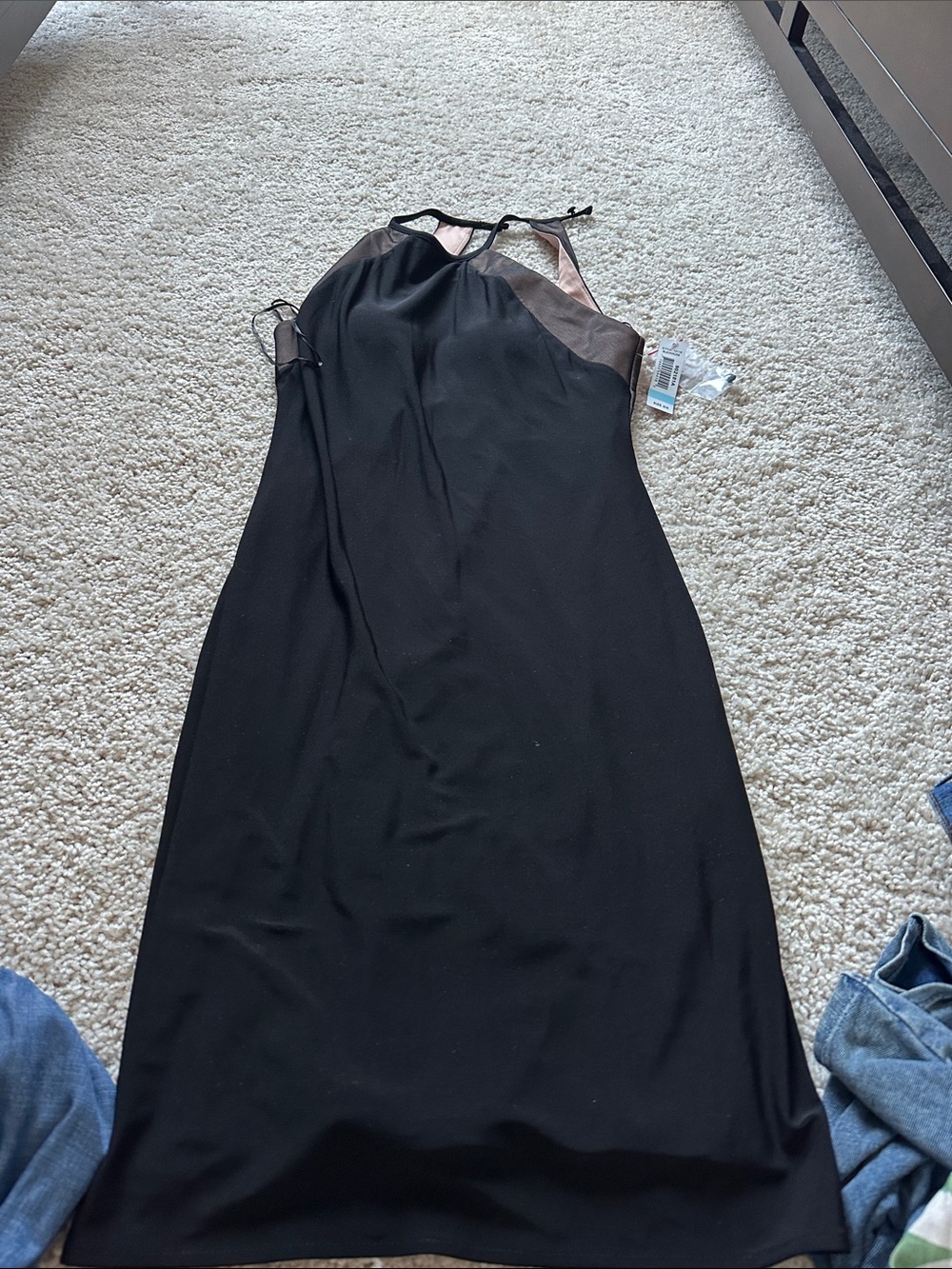 Morgan & Co. One-Shoulder Black Dress with Metallic Accent